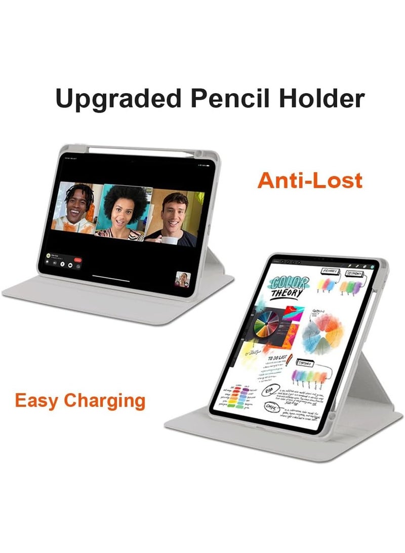DUSALA 2in1 Rotating Case for iPad Pro 12.9-Inch (2022), with Pencil Holder,360 Degree Rotation Protective Stand Slim Cover Clear Back, Auto Wake/Sleep (iPad Pro 12.9) with Tempered Glass - Image 4
