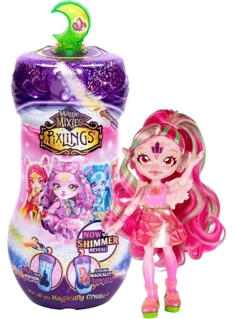 Magic Mixies Pixlings Shimmerverse Series, Create & Mix Magic Potion to Magically Reveal Faye The Fairy Pixling, This Beautiful 6.5" Shimmerverse Pixling Fashion Doll Appears Inside The Potion Bottle - Image 1