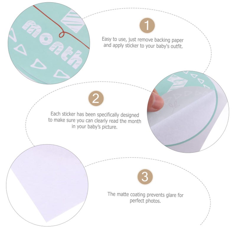 Baby Monthly Stickers For Newborn Photo Props Growth Keepsake Set 12 Pack - Image 5