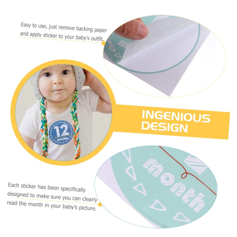 Baby Monthly Stickers For Newborn Photo Props Growth Keepsake Set 12 Pack - Image 4