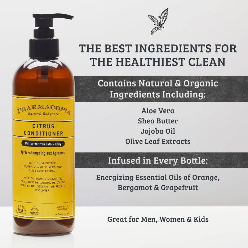Pharmacopia Citrus Conditioner - Natural Scalp Moisturizer, Vegan & Cruelty-Free Hair Care with Shea Butter, Aloe Vera, Jojoba Oil, and Olive Leaf Extract for Dry Hair Treatment and Detangling, 16 oz - Image 3
