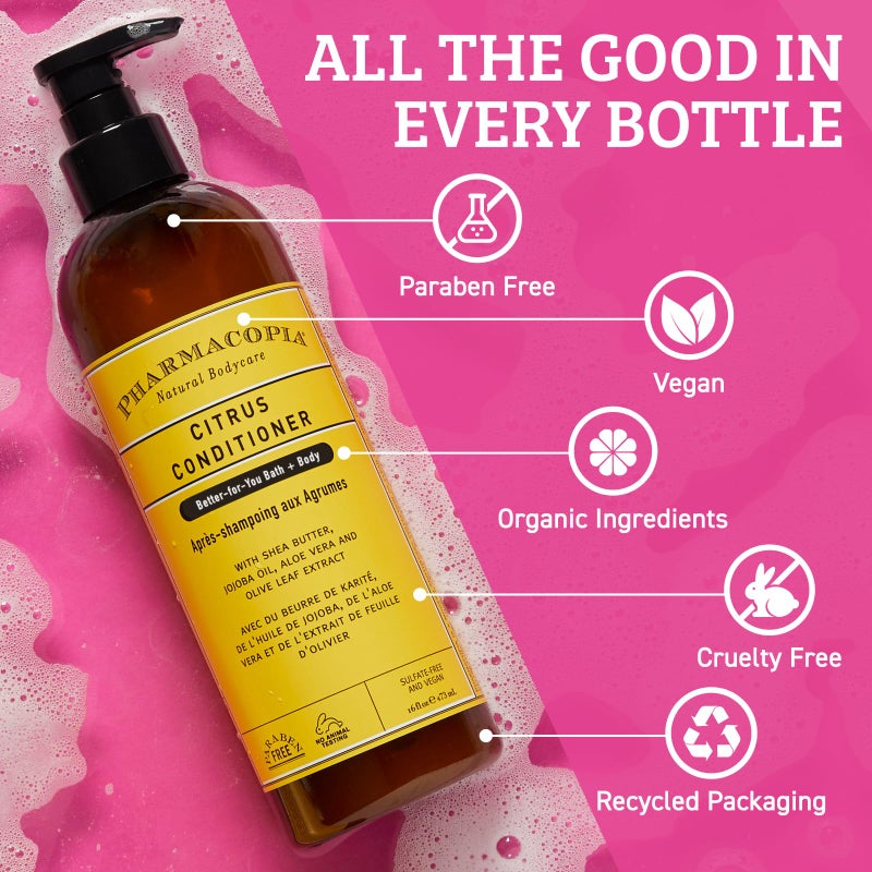 Pharmacopia Citrus Conditioner - Natural Scalp Moisturizer, Vegan & Cruelty-Free Hair Care with Shea Butter, Aloe Vera, Jojoba Oil, and Olive Leaf Extract for Dry Hair Treatment and Detangling, 16 oz - Image 5