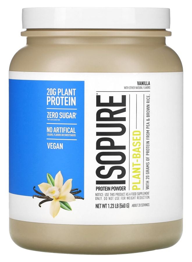 Isopure مسحوق بروتين نباتي بنكهة الفانيليا 1.23 رطل (560 جرام) - Image 1
