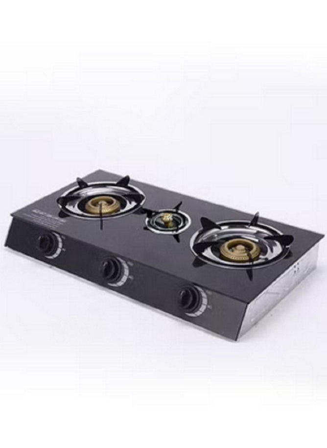 Generic flat gas stove of toughened glass three burners  - Image 1
