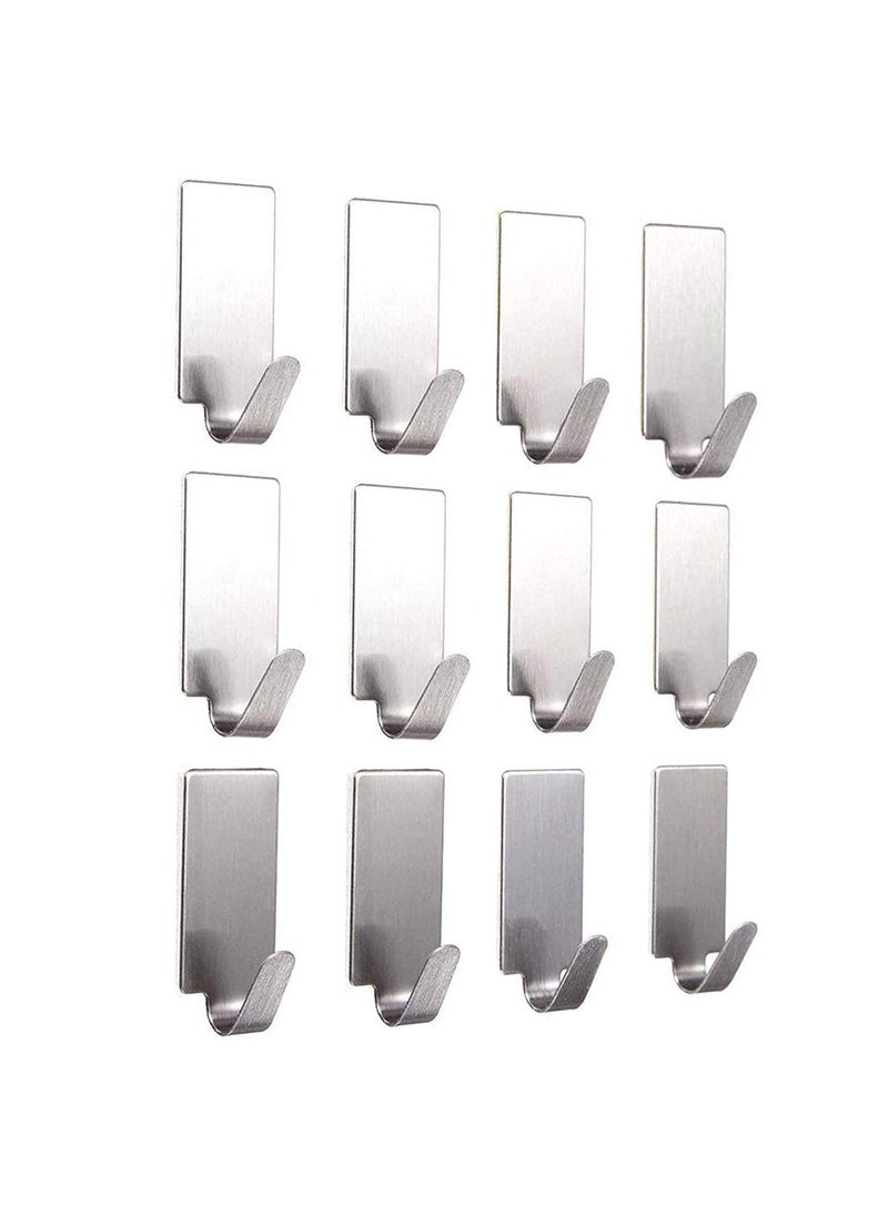 HOUSE HATCH HOUSE HATCH Multipurpose Small Rectangular Shape Stainless Steel Adhesive Hooks Wall Hooks Cloth Hooks Load Capacity Upto 1 kg Silver Pack of 6  - Image 2