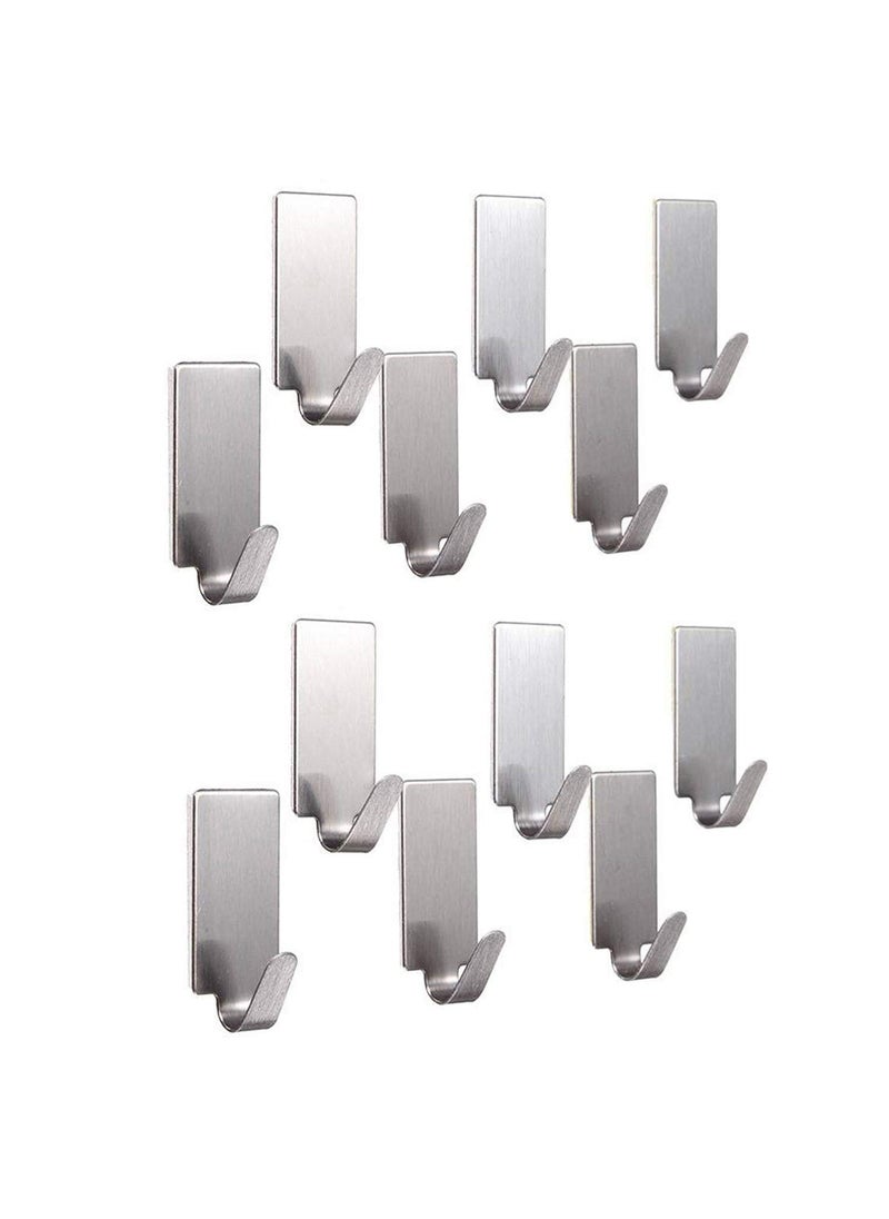 HOUSE HATCH HOUSE HATCH Multipurpose Small Rectangular Shape Stainless Steel Adhesive Hooks Wall Hooks Cloth Hooks Load Capacity Upto 1 kg Silver Pack of 6  - Image 1