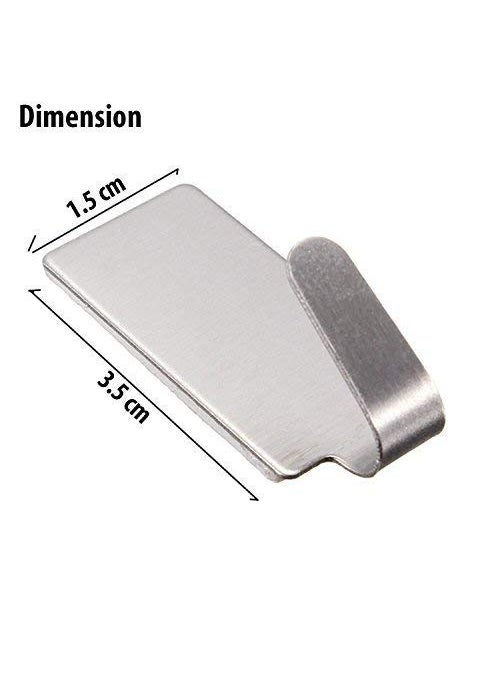 HOUSE HATCH HOUSE HATCH Multipurpose Small Rectangular Shape Stainless Steel Adhesive Hooks Wall Hooks Cloth Hooks Load Capacity Upto 1 kg Silver Pack of 6  - Image 4
