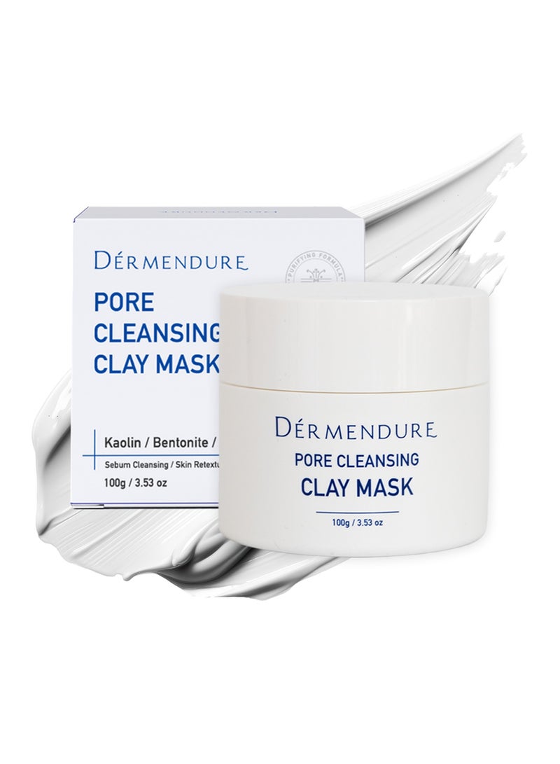 Dermendure Pore Cleansing Clay Mask for Face, Mud Mask for Oily Skin, Blackhead Remove Mask - with Bentonite and Amazonian White Clay - Oil Control, Niacinamide Brightening, Pore Purifying, 100g - Image 1