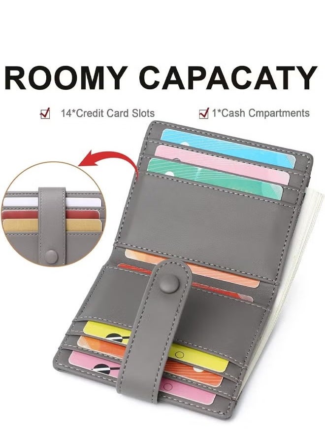 Arabest Slim Wallet for Women, RFID Blocking Bifold Credit Card Holder, Card Case, Leather Small Card Wallets Women, Leather Bifold Wallets with Zipper, Coin Pocket (Grey)  - Image 2