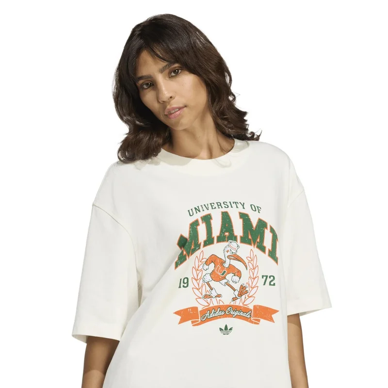 Adidas Originals OWHITE adidas ORIGINALS ATHL DEPT NCAA UNIVERSITY OF MIAMI T-Shirt for Women | Best Price UAE