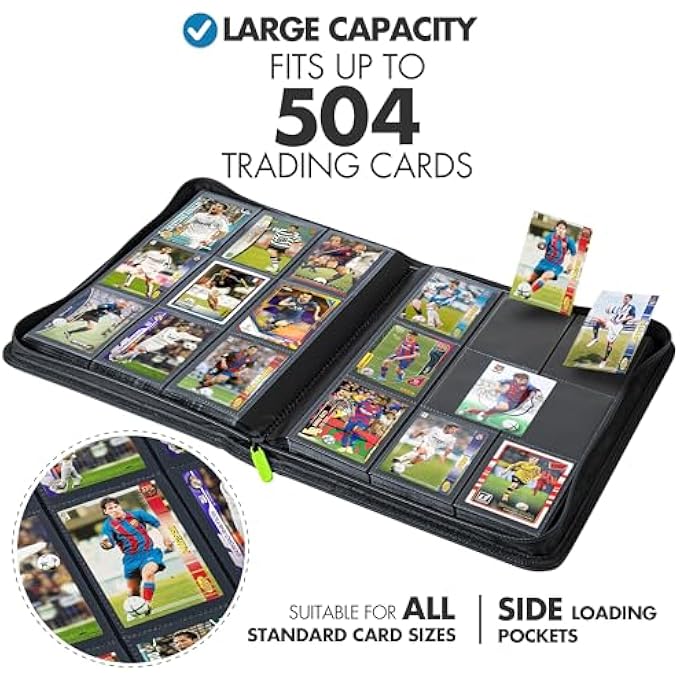 FunGuys TRADING CARD BINDER FOR CARDS, 9 POCKET POKEMON CARD BINDER, 504 SIDE LOADING SPORTS CARD BINDER, CARD COLLECTION BINDER, YUGIOH CARD BINDER, MTG BINDER, TCG BINDER, CARD BOOK HOLDER FOR TRADING CARDS - Image 3