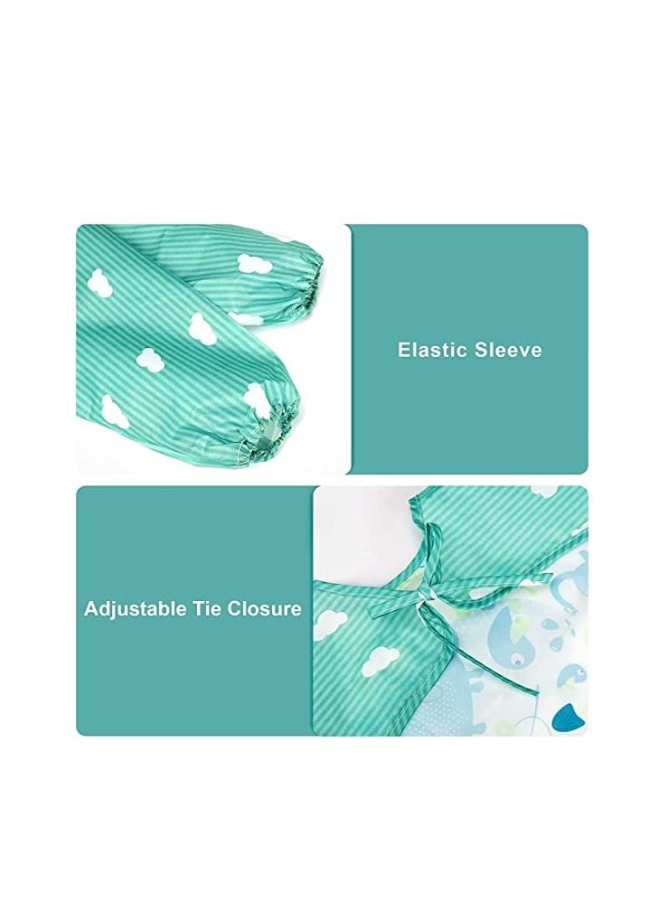 KASTWAVE Baby Long Sleeve Bibs, Waterproof Bibs with Pocket, Baby Sleeved Bib, Toddler Smocks, Unisex Feeding Weaning Bib for Infant Toddler 6 Months to 3 Years Old 4 Pcs - Image 5