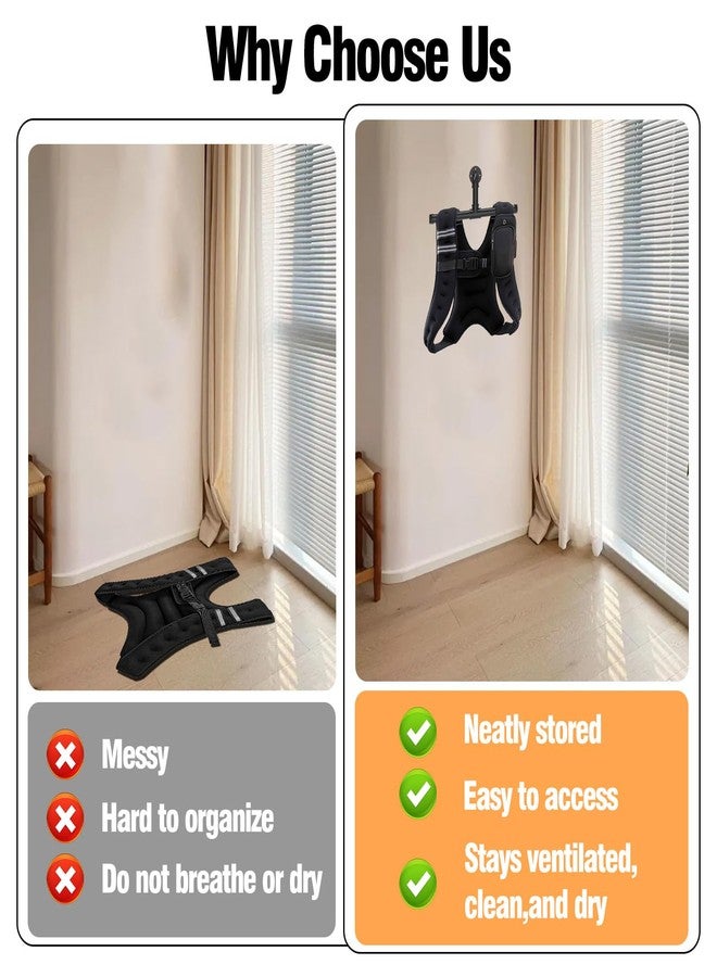 GUSUCIN Heavy Duty Wall Mount Hanger for Weighted Vest Women Men – Wall Rack Holds Over 110lbs, Adjustable Weights Vest Storage, Space-Saving Storage for 6lb, 8lb, 12lb, 16lb, 20lb, 25lb, 30lb Weight Vest - Image 3