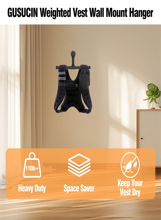 GUSUCIN Heavy Duty Wall Mount Hanger for Weighted Vest Women Men – Wall Rack Holds Over 110lbs, Adjustable Weights Vest Storage, Space-Saving Storage for 6lb, 8lb, 12lb, 16lb, 20lb, 25lb, 30lb Weight Vest - Image 5