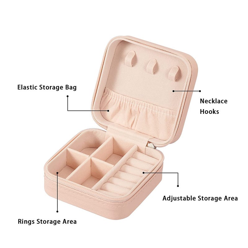 HaRvic HaRvic Small Jewelry Box Travel Mini Jewelry Organizer Case for Ring Pendant Earring Necklace Bracelet Organizer Storage Holder Jewellery Boxes Small Jewelry BoxPink  - Image 2