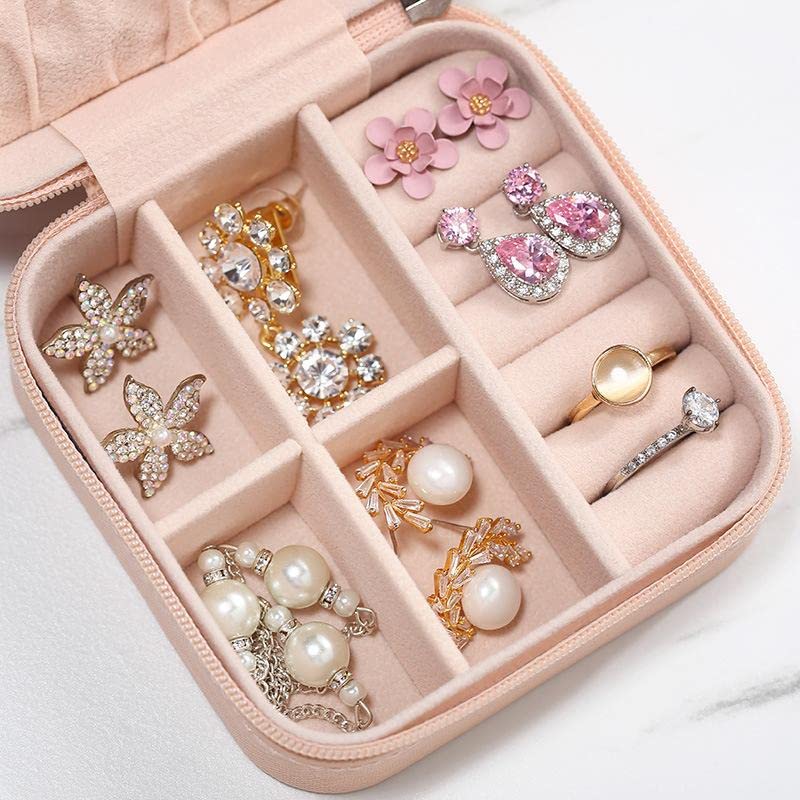 HaRvic HaRvic Small Jewelry Box Travel Mini Jewelry Organizer Case for Ring Pendant Earring Necklace Bracelet Organizer Storage Holder Jewellery Boxes Small Jewelry BoxPink  - Image 3