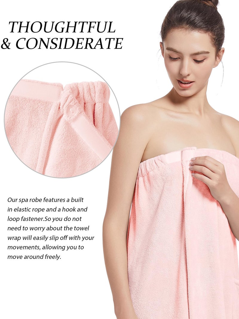 Wubbept Women'S Soft Wrap Towel Full Lengthï¼ŒBath Robe After Shower Female Plush Longï¼ŒSpa Bathrobes Lightweight With Pockets (US, Alpha, One Size, Regular, Regular, Light Pink) - Image 5