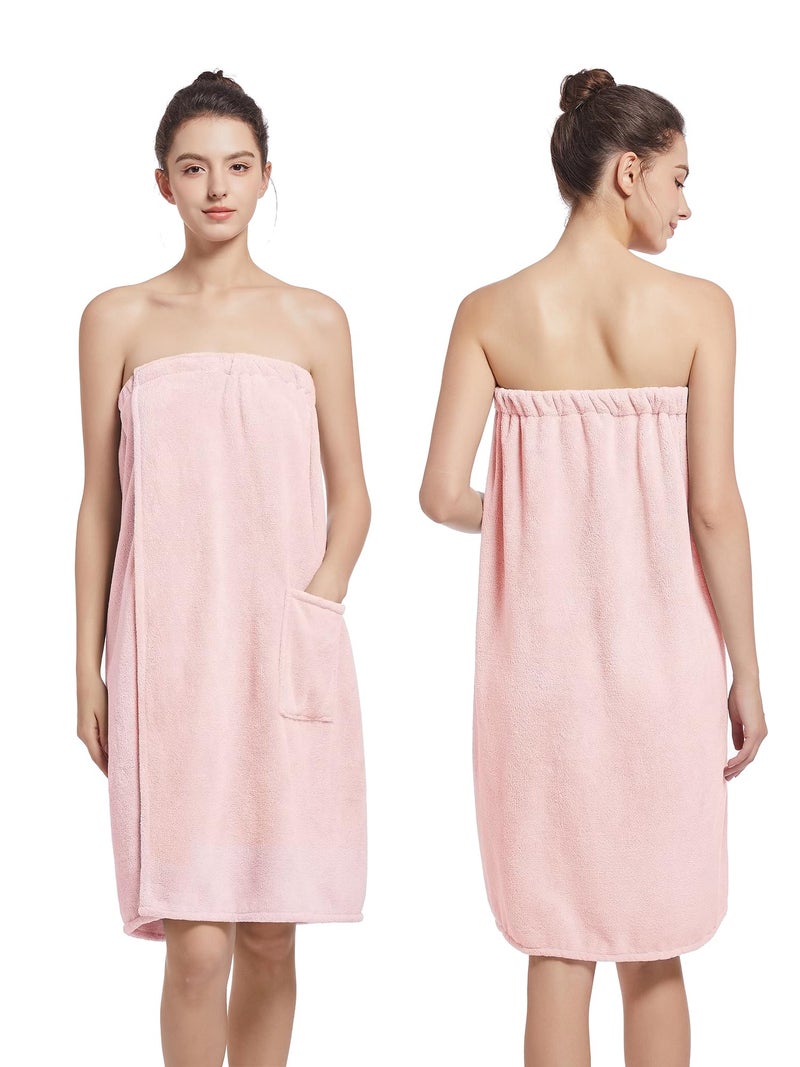 Wubbept Women'S Soft Wrap Towel Full Lengthï¼ŒBath Robe After Shower Female Plush Longï¼ŒSpa Bathrobes Lightweight With Pockets (US, Alpha, One Size, Regular, Regular, Light Pink) - Image 2