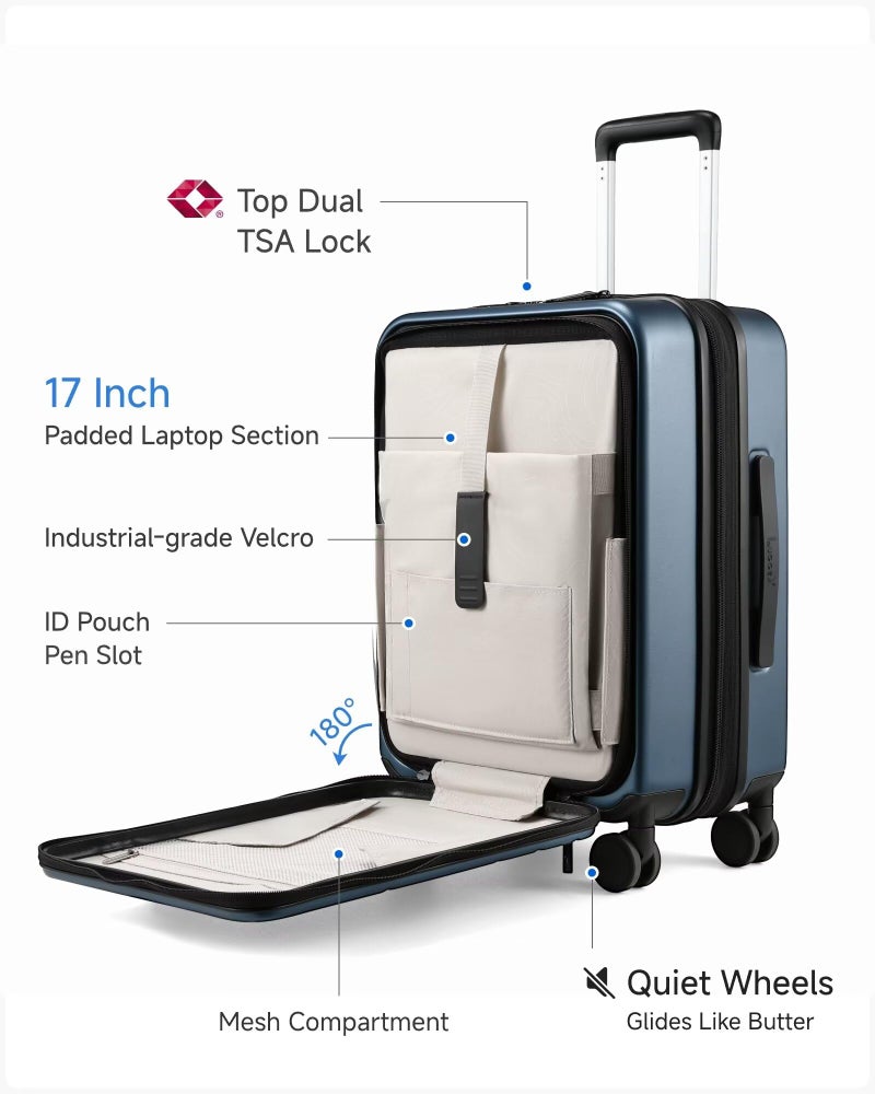 LUGGEX Carry On Luggage 22x14x9 Airline Approved, FLO5 Expandable Polycarbonate Suitcase with Front Pocket (FX-Core, Brown-Black, 20 Inch) - Image 2