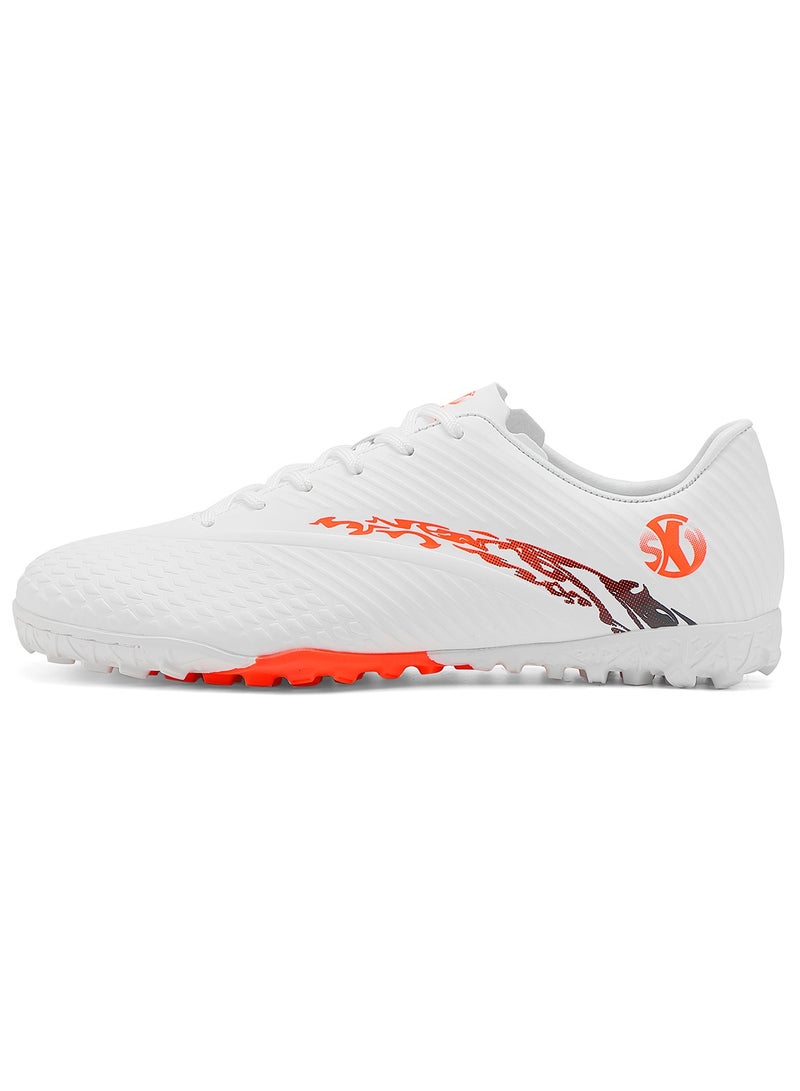 SKY WING Boy And Girl Soccer Shoes kids IC or IN Flat Sole Sport Shoes Flexible Athletic Outdoor Cleats Lace Up Light Weight Training Football White - Image 2