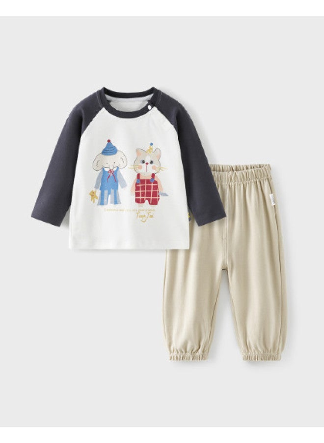 Tongtai Baby Long Sleeve Set, Spring And Autumn Pure Cotton Children's Clothing, Boys And Girls Casual Outing Cute Top And Pants - Image 1