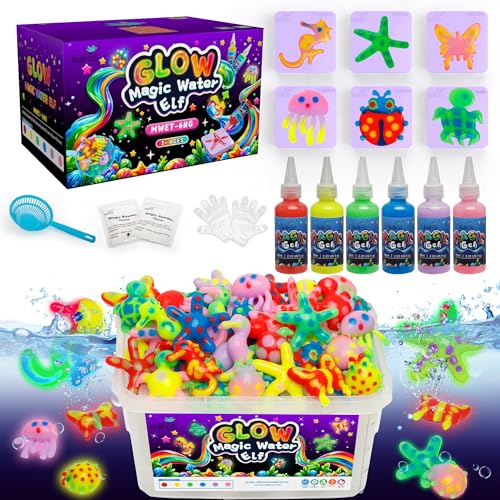 Kiditos Magic Water Elf Toy Kit Glow in the Dark Make Your Own Water Pets 6 Magic Gels 6 Molds Kids DIY Sensory Craft Kit STEM Science Toy Birthday Party Favor Gift for Kids Ages 3 - Image 1