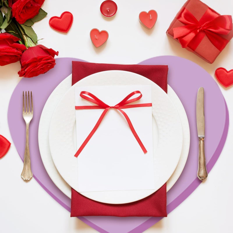 Whaline 50 Pack Valentine's Day Paper Placemats Conversation Heart Disposable Table Mat Colorful Heart Shape Decorative Paper Mats for Tableware Decor, 13 x 12 Inch - Image 5