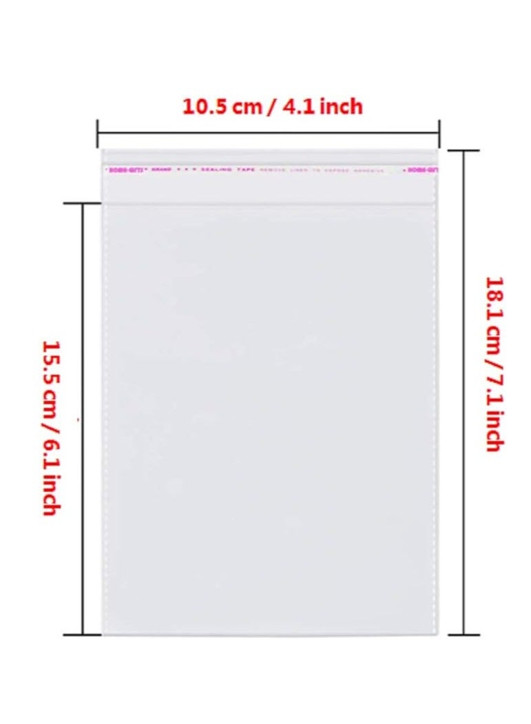 Terabyte 100 4x6 Clear Resealable Plastic Bags Self Adhesive Sealing OPP Cello/Cellophane Bags for Bakery Cookies Candy Treats Decorative Wrappers, Fits 4'' x 6'' Prints Photos A1 Cards Envelopes