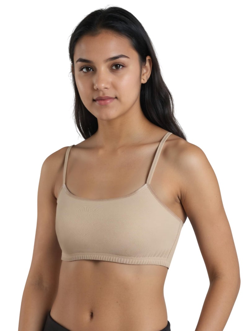 DChica Essentials Uniform Bras for Girls Cotton Non-Padded Full Coverage Seamless Everyday Non-Wired Gym Bra with Adjustable Thin Strap, Graphic Printed Training Bra for Teenager Kids (Pack of 2) - Image 3