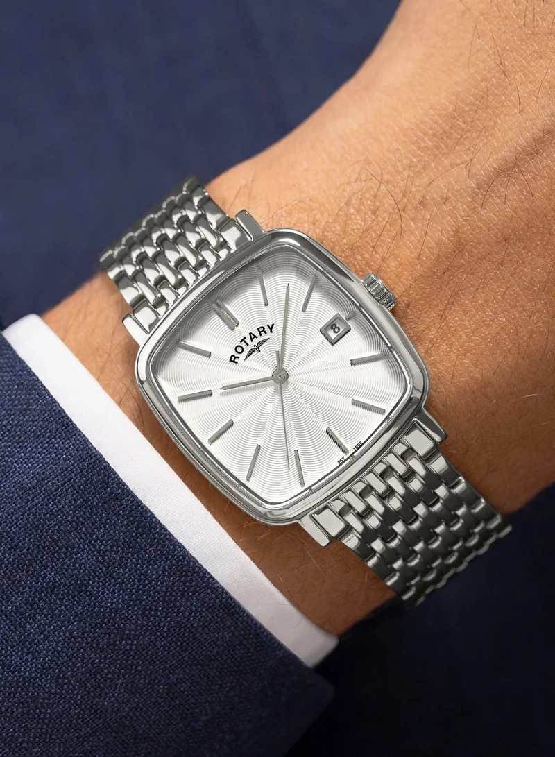 Rotary  Men's Heritage Astoria Analogue Watch, 32 mm, White Dial, Stainless Steel Bracelet for Men | Best Price UAE