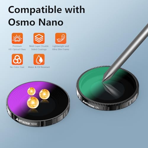 AMAZEAR ND Filters Set for DJI Osmo Nano Accessories, CPL / ND8 / ND16 / ND32 Replacement Lens Filters Kit, 4 Pack Optical Glass HD Oil Resistant Easy to Use - Image 4