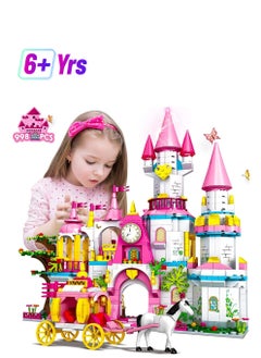 Y&D Girls Castle STEM Building Toys 998 PCS Sets for Age 6 7 8 9 10 11 12 Years Old | 5-in-1 Pink Princess & Carriage Creative Blocks Kits Gift Kids  - Image 1