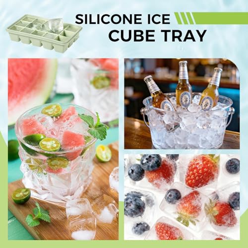 PET Hous Silicone Ice Cube Trays with Lid, Set of 4, Easy Release Ice Molds, Reusable and Stackable Ice Trays for Freezer for Cocktail, Whiskey, Baby Food, BPA Free (gray) - Image 2