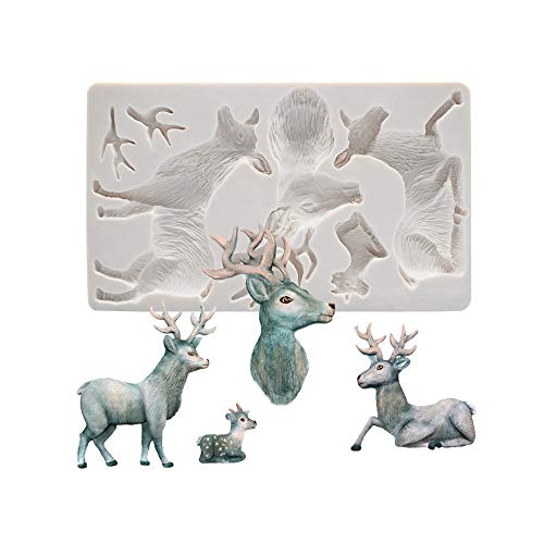 Fewo Christmas Reindeer Cake Fondant Mold - Elk & Deer Silicone Sugar Craft Gum Paste Mold for Cupcake Decorating & Polymer Clay Resin - Image 2