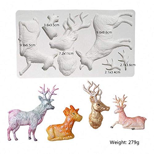 Fewo Christmas Reindeer Cake Fondant Mold - Elk & Deer Silicone Sugar Craft Gum Paste Mold for Cupcake Decorating & Polymer Clay Resin - Image 3