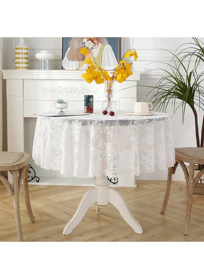Jeloris Round Lace Tablecloth with Elegant Scalloped Bottom for Any Special Event Such as Wedding, Birthday Party, Baby Shower, Anniversary (48 inch, Style 1) - Image 2