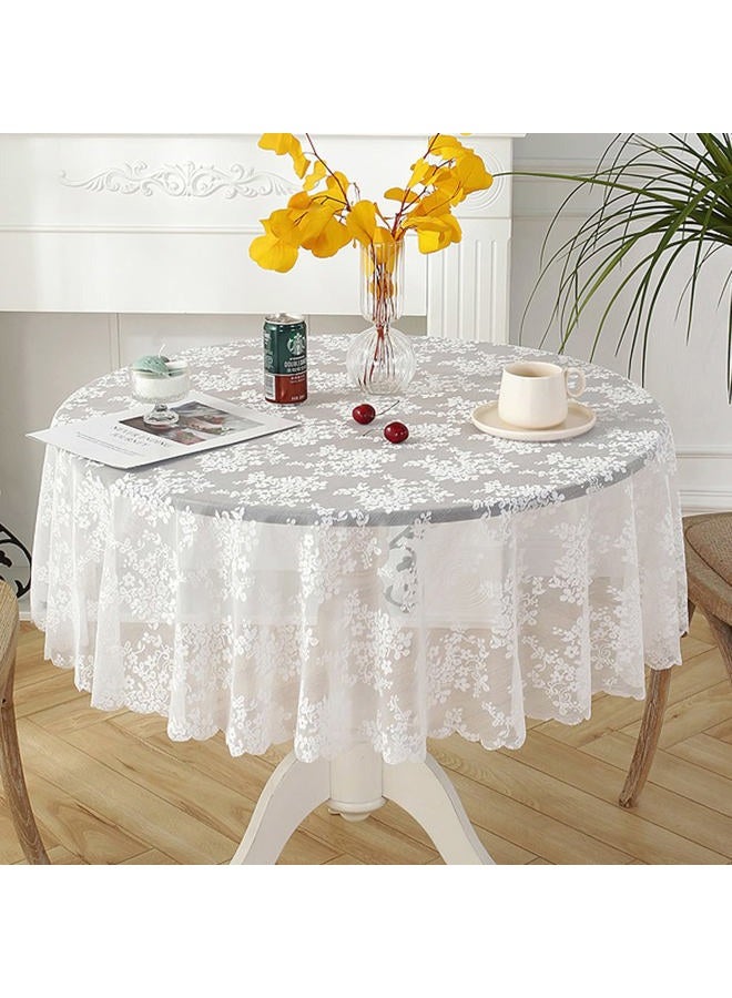 Jeloris Round Lace Tablecloth with Elegant Scalloped Bottom for Any Special Event Such as Wedding, Birthday Party, Baby Shower, Anniversary (48 inch, Style 1) - Image 1