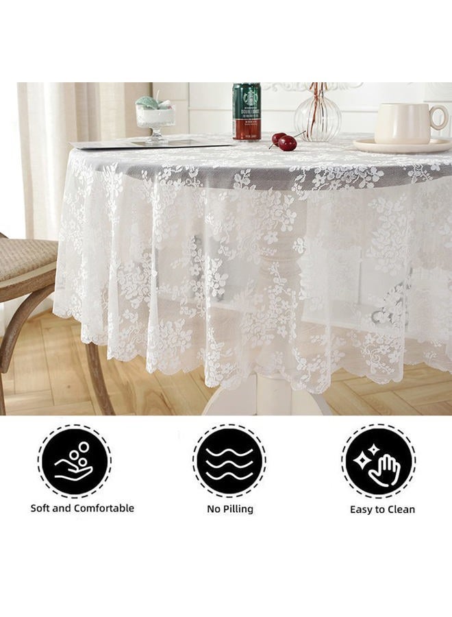 Jeloris Round Lace Tablecloth with Elegant Scalloped Bottom for Any Special Event Such as Wedding, Birthday Party, Baby Shower, Anniversary (48 inch, Style 1) - Image 5