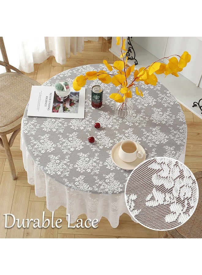Jeloris Round Lace Tablecloth with Elegant Scalloped Bottom for Any Special Event Such as Wedding, Birthday Party, Baby Shower, Anniversary (48 inch, Style 1) - Image 4