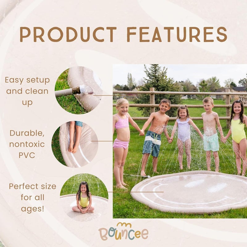 Bouncee Store Splash Pad Sprinkler for Kids - 68" Outside Mini Pool for Baby and Toddler - Splash Pad for Toddlers - Splash Pad for Kids Ages 4-8 - Inflatable Outdoor Toys for Toddlers - Water Toys - Image 3