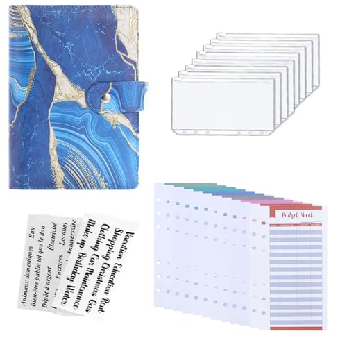 Bolony 3D Starring Sky Budget Binder A6 Planner Money Saver with Zippered Cash Envelops Sheet and Stickers for Budgeting -004BL - Image 2