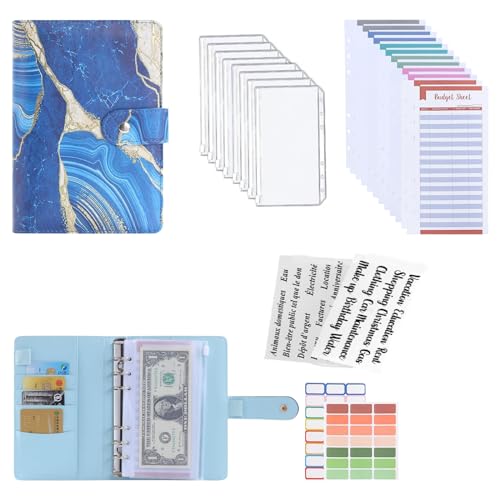 Bolony 3D Starring Sky Budget Binder A6 Planner Money Saver with Zippered Cash Envelops Sheet and Stickers for Budgeting -004BL - Image 1