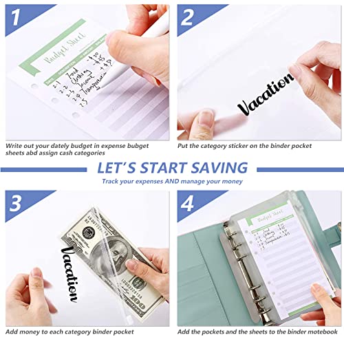 Bolony 3D Starring Sky Budget Binder A6 Planner Money Saver with Zippered Cash Envelops Sheet and Stickers for Budgeting -004BL - Image 5