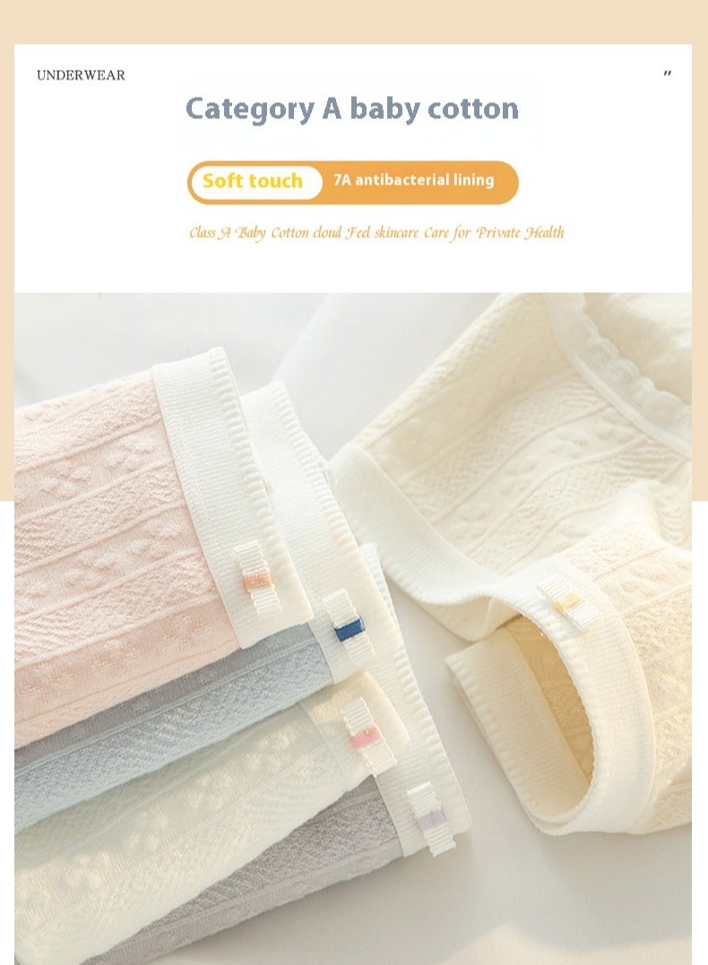 5Piece Breifs Set Womens Cotton Mid-rise Stretch Panties Underwear Ladies Stripe Panties Ladies Cotton Breathable Inner Leggings Women's Comfort Fit Briefs - Image 2