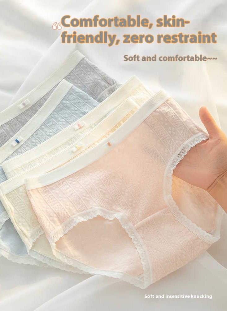 5Piece Breifs Set Womens Cotton Mid-rise Stretch Panties Underwear Ladies Stripe Panties Ladies Cotton Breathable Inner Leggings Women's Comfort Fit Briefs - Image 5