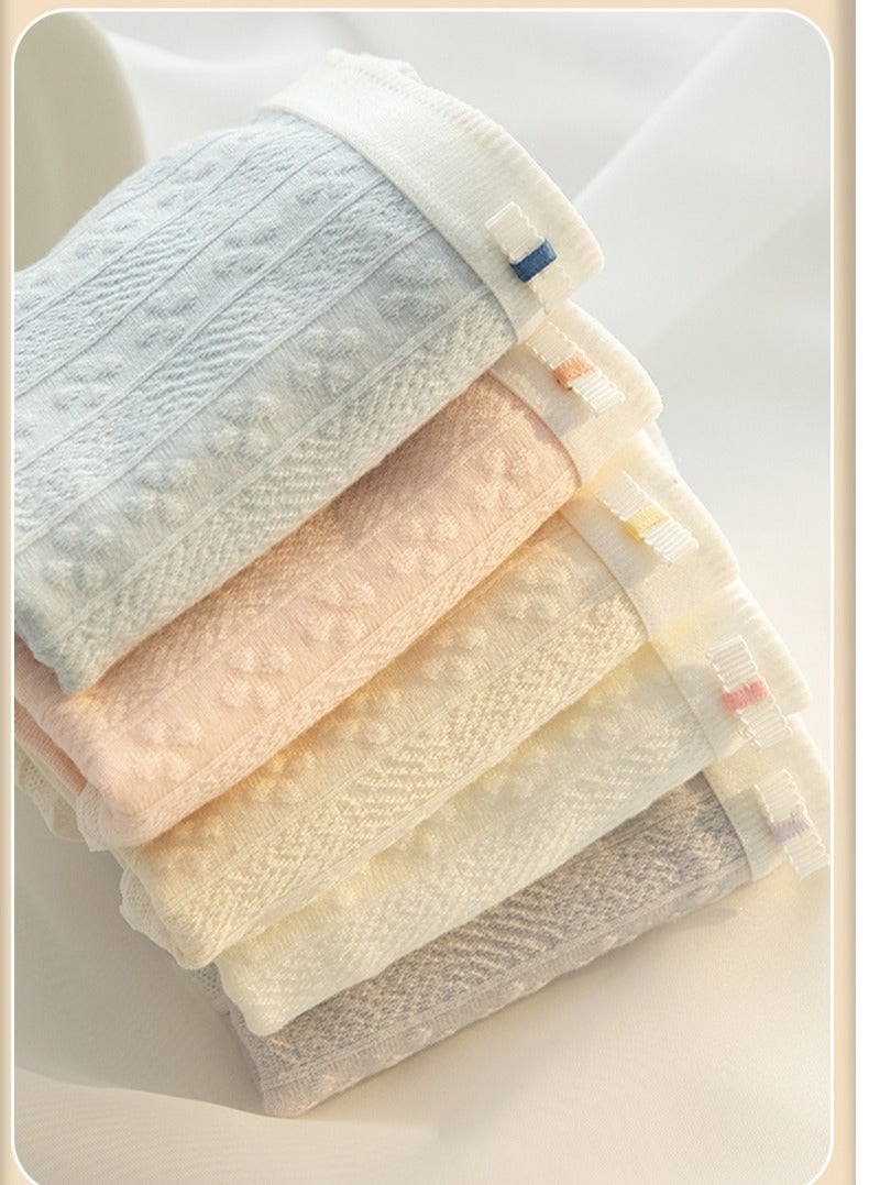 5Piece Breifs Set Womens Cotton Mid-rise Stretch Panties Underwear Ladies Stripe Panties Ladies Cotton Breathable Inner Leggings Women's Comfort Fit Briefs - Image 3