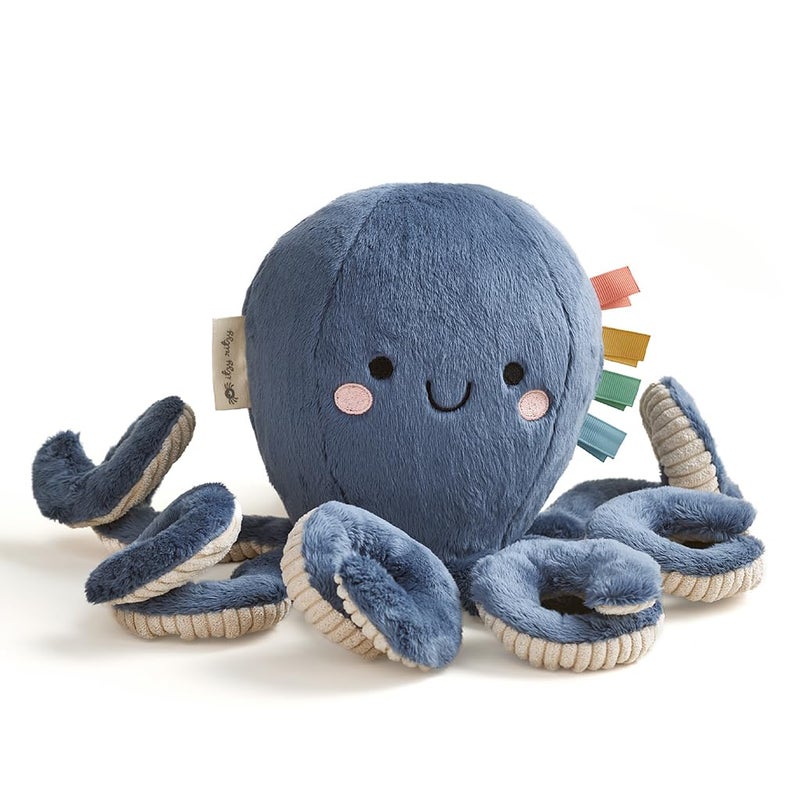 Itzy Ritzy Snuggles Plush Toy Soft Stuffed Animal for Babies Kids Adults Sensory Ribbons Textured Fabrics for Tactile Play Cozy Cuddly Companion for Newborns Up Octopus - Image 2