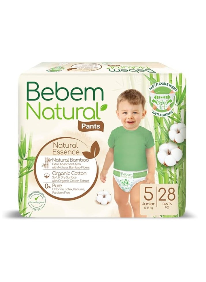 Bebem - 28-Piece Junior Natural Pants Diaper Size 5 Twin 12-17 Kg - Image 1