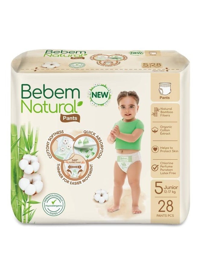Bebem - 28-Piece Junior Natural Pants Diaper Size 5 Twin 12-17 Kg - Image 1