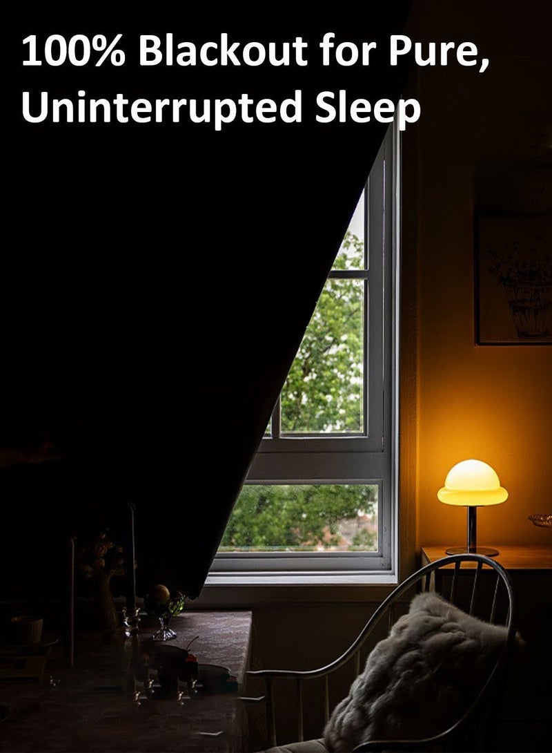 Velcro Curtains With Sheer, No Drill Curtain, 100% Blackout, 1 Panel, Fits Windows 75-100 cm Wide (Beige W150 × H200 cm) - Image 4